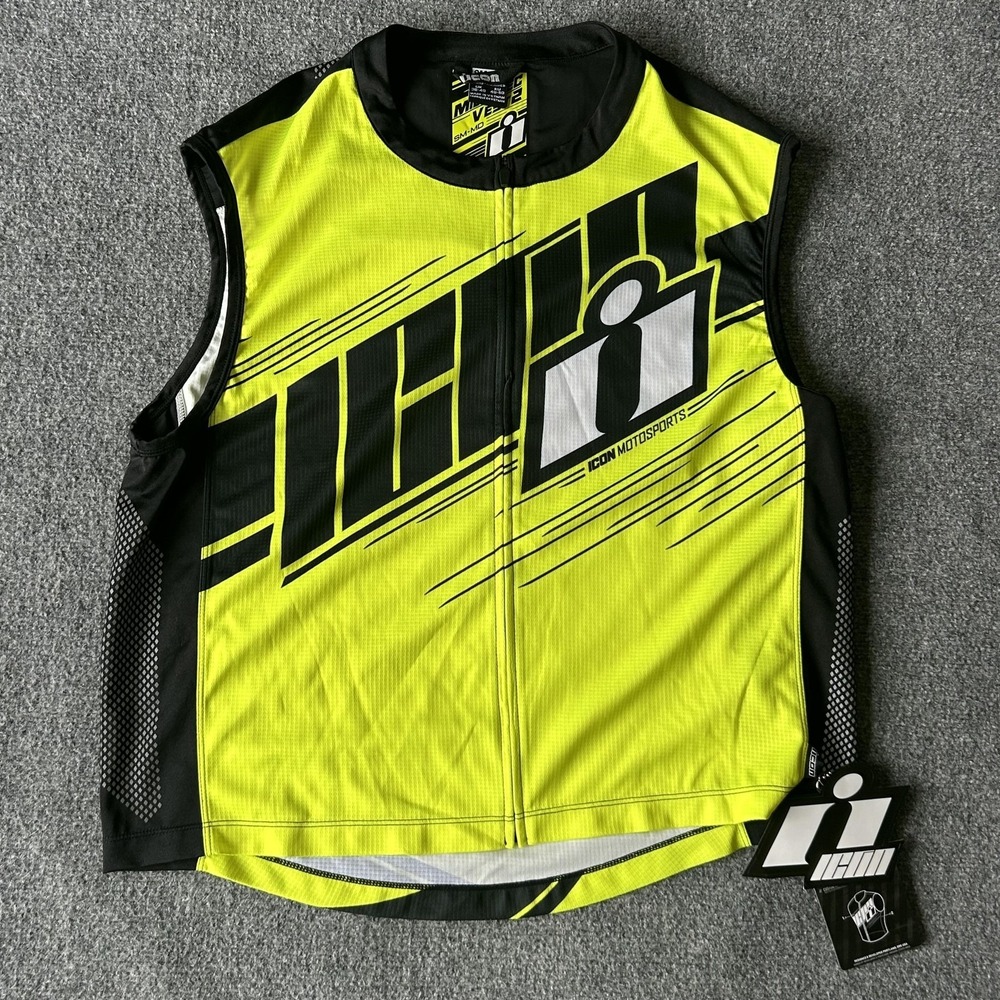 Icon Mil-Spec 2 Vest Mens Medium Yellow Motorcycle Reflective Hi Viz Riding